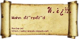 Wahn Árpád névjegykártya